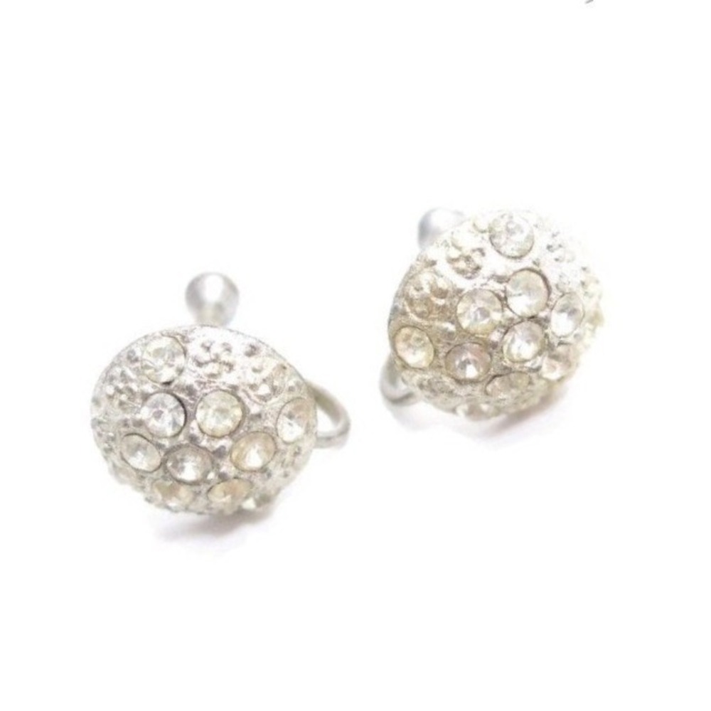 Art Deco Silver Rhinestone Earrings
